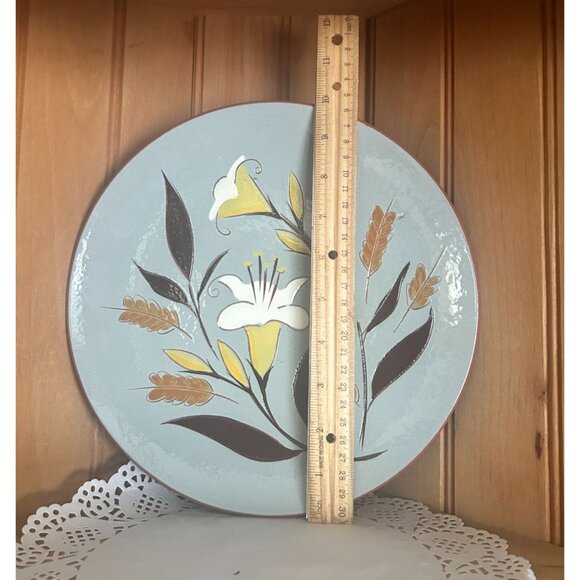 Vintage Stangl Pottery Gold Harvest Dinner Plate White Tan Gray Floral - Picture 3 of 4